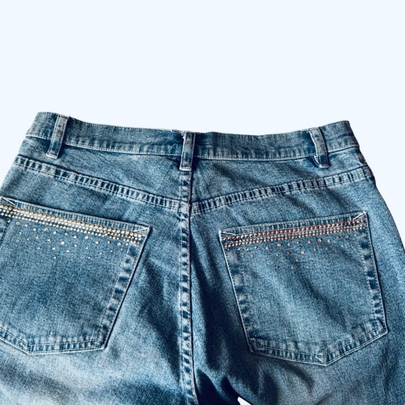 CHRISTINE ALEXANDER Swarovski Studded Bling Jeans Mid Rise Flare Womens 10 - Picture 9 of 14